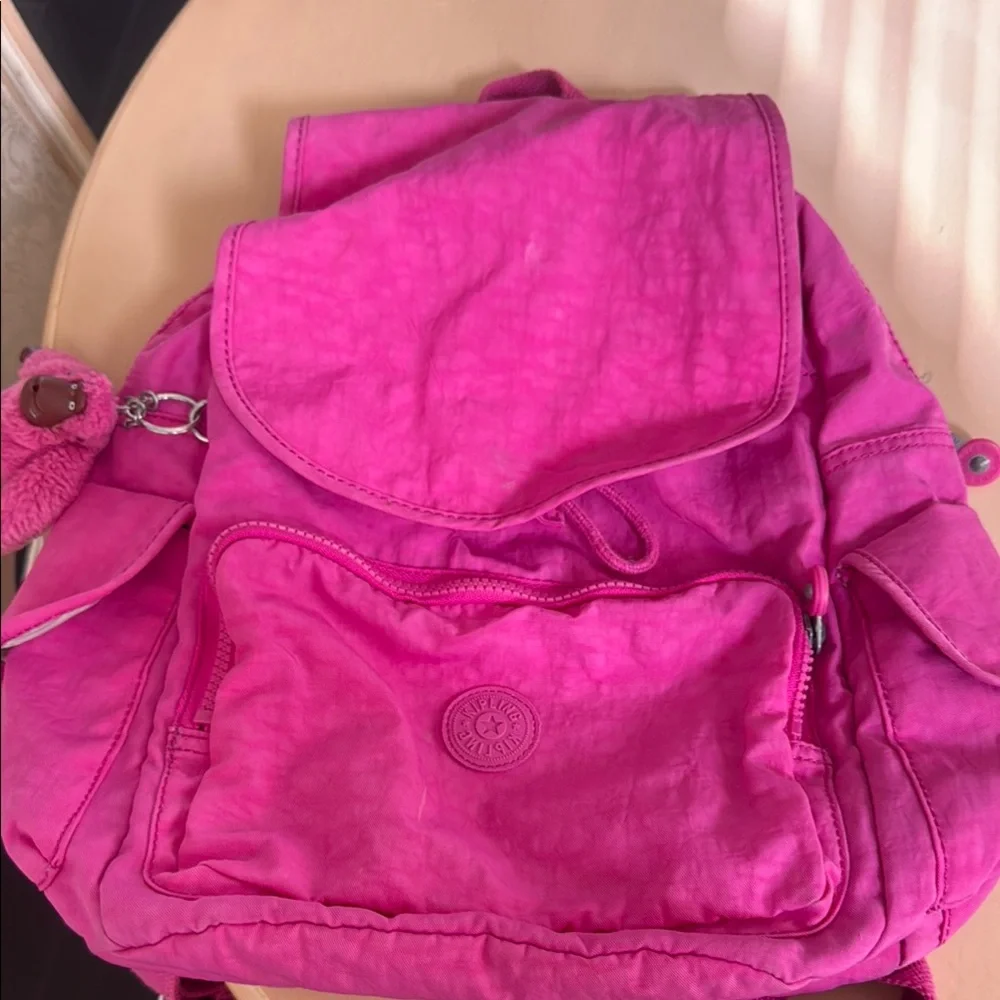 Kipling Pink Backpack with Adjustable Straps and Ruched Details - Picture 2 of 14